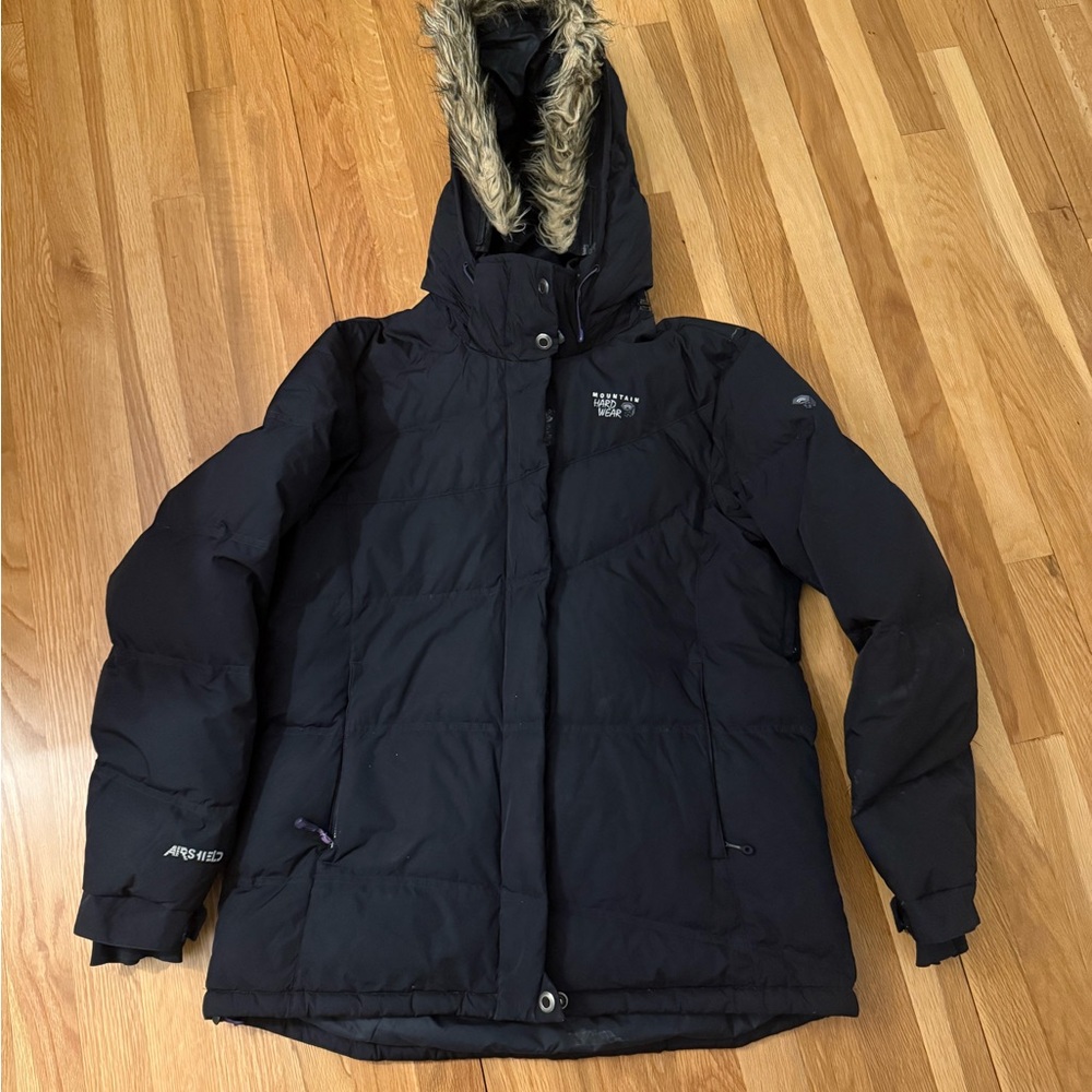 Mountain Hardwear Airshield Black Puffer Down Jacket with Fur Hood